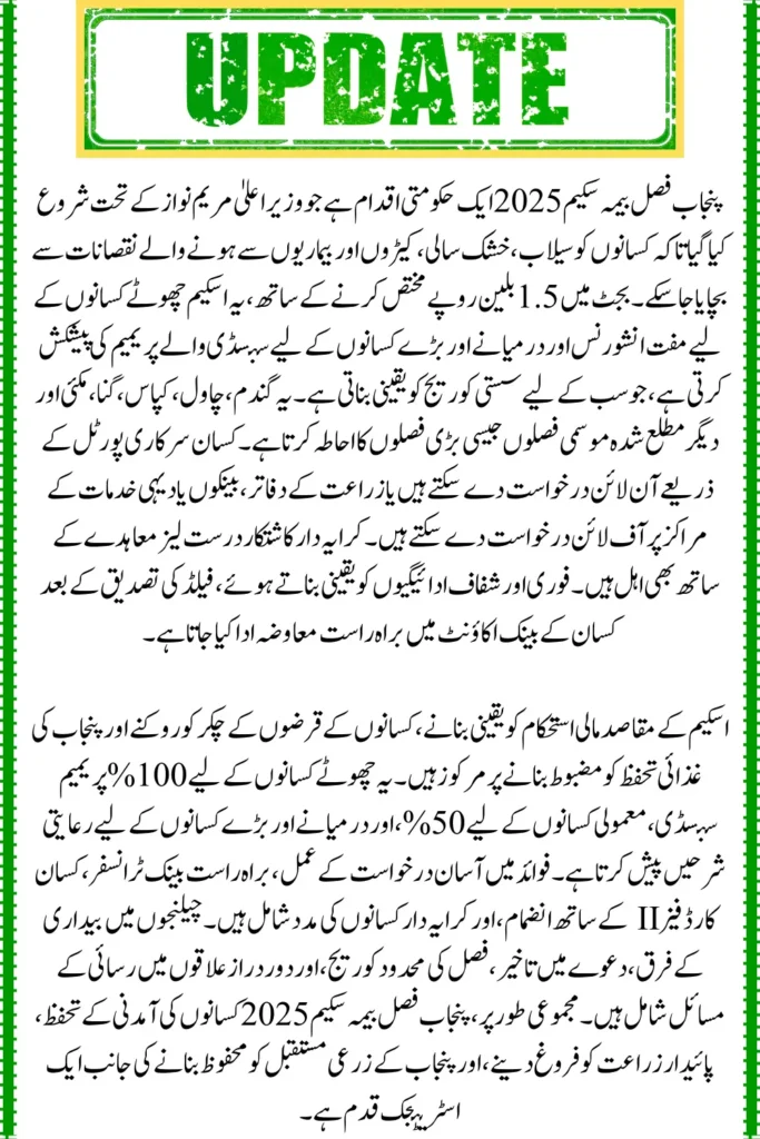 Punjab Crop Insurance Scheme 2025, Subsidy, Premium Rates, and Claim Process Simplified
