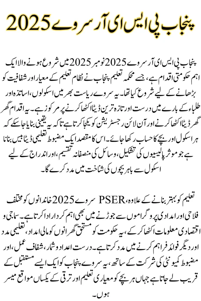 Punjab PSER Survey 2025 Start In November, Door To Door Apply Online and Get Benefits