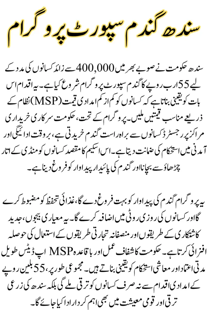 Sindh Announces Rs 55 Billion Wheat Support, Supporting Over 400,000 Farmers, Apply Online